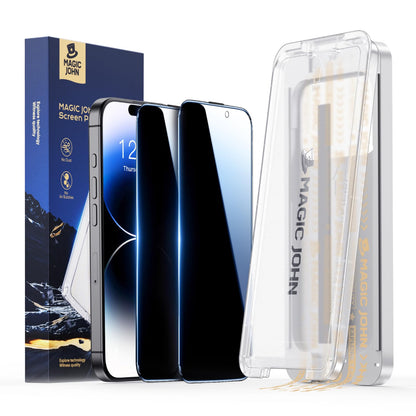 MAGIC JOHN 3rd Gen Upgraded for iPhone 16ProMax Privacy Screen Protector 6.9 Inch,25°Anti-Spy Screen,Shockproof Tempered Glass,Auto Dust-Removal,Bubble Free,Easy Installation,2 Pack