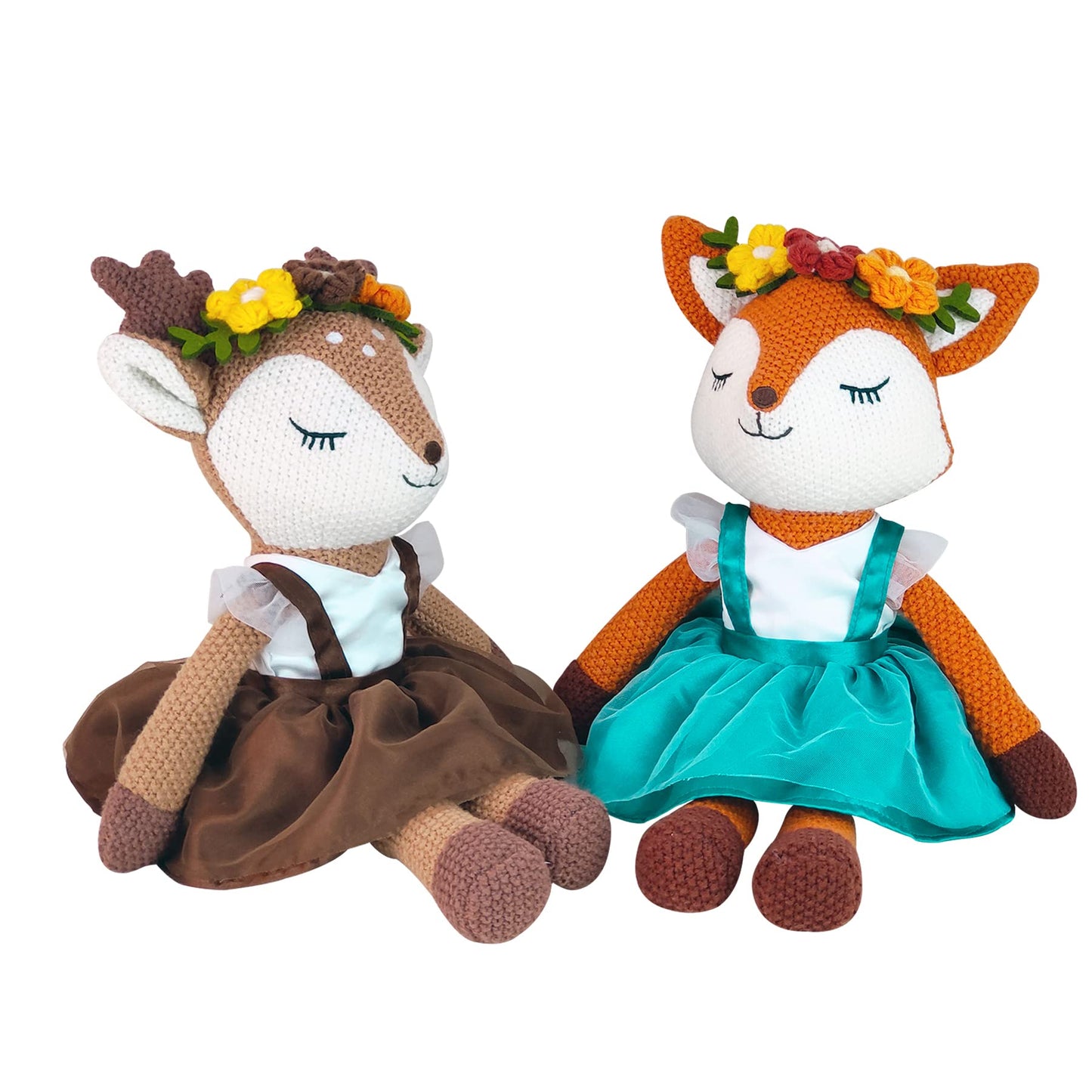 JUSTQUNSEEN Deer Stuffed Animal, 17" Reindeer Plush Toys, Cute Stuffed Animals Deer Ballerina Doll, Stuffed Animals for Girls, Soft Plush Doll Animal Toy, Christmas Birthday Gifts for Baby Kids Girls