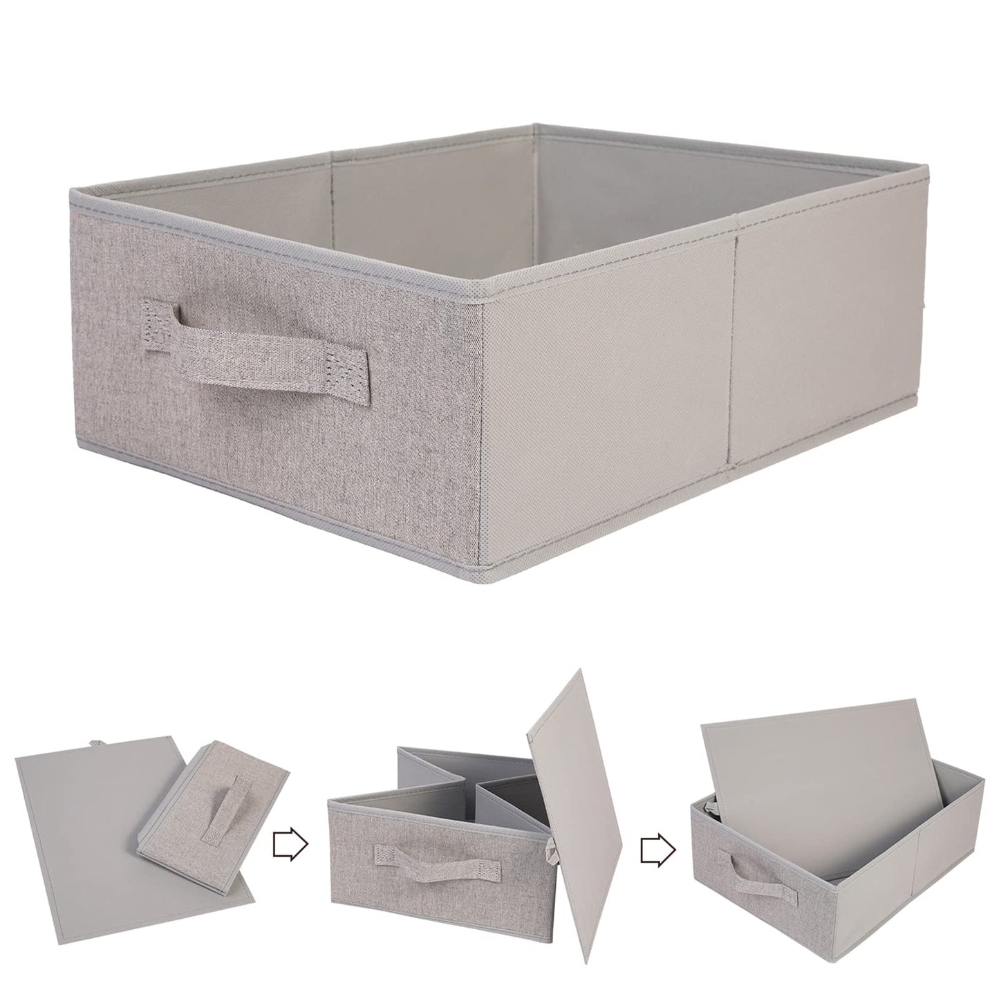 BOMKEE Clothings Collapsible Storage Bins, Foldable Drawer Organizers Closet Storage Baskets Cube Storage Bin for Bedroom Living Room (4 Pack, Grey, 15.4x11.4x5.5inch)