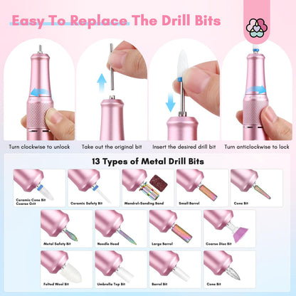 SAVILAND Electric Nail Drill Professional: 40000RPM Upgrad Nail Drill Kit 2025 Beautiful Gradient Sunset Color Scheme Nail D rill Machine Portable Nail File & Buffers Salon Use Manicure Pedicure