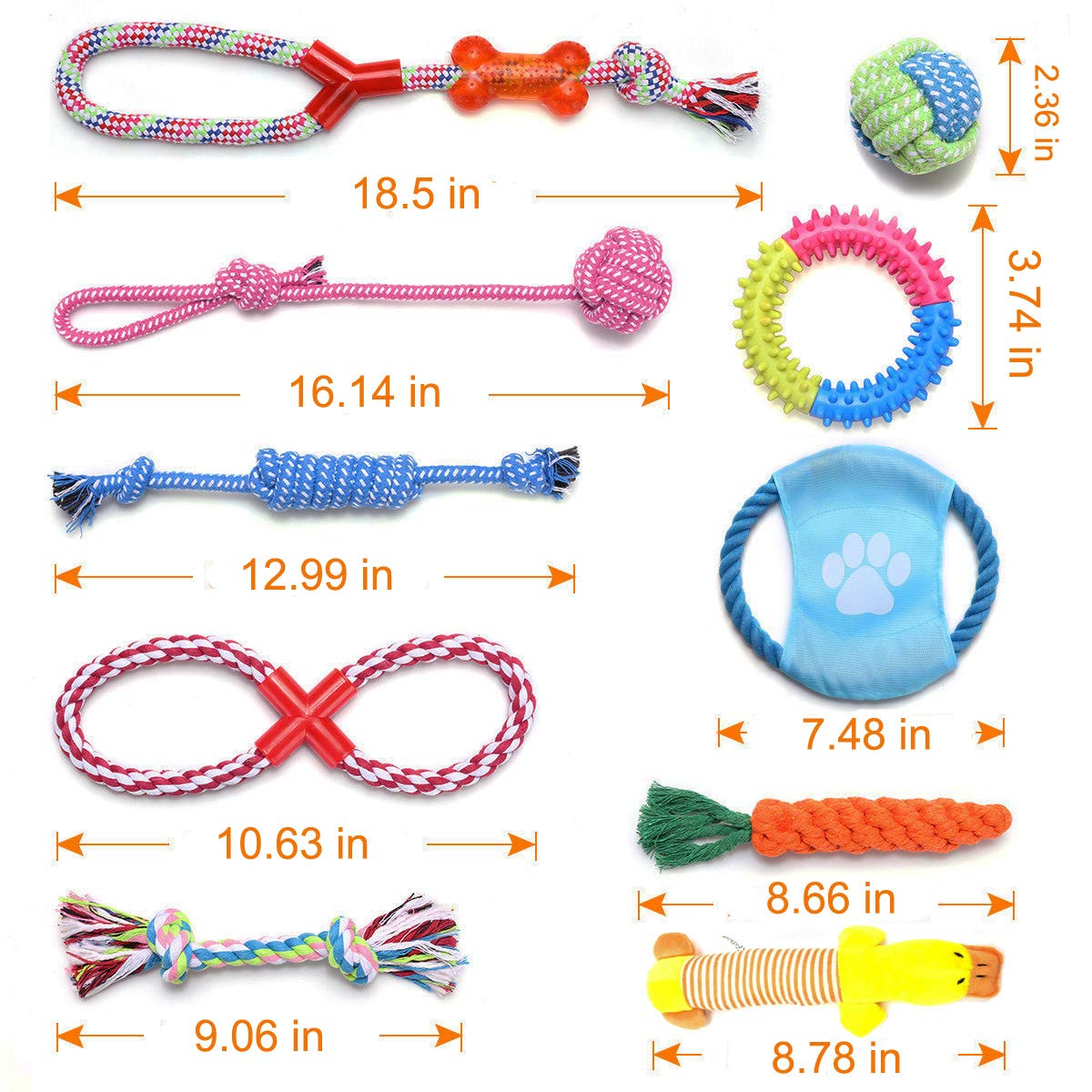 Wefine Puppy Chew Toys - 100% Natural Cotton Rope for Small & Medium Dogs (10 PCS)