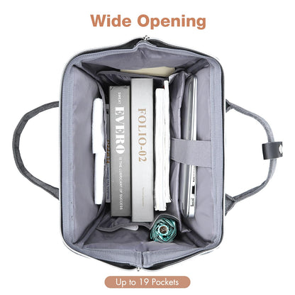Lekesky Laptop Rucksack Bag 15.6 Inch Computer Backpack School Bag for Travel Business College Women Men- Grey
