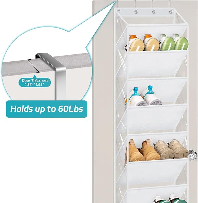 AOODA 10 Tier Clear Over the Door Shoe Organizer Storage, Deep Pockets Large