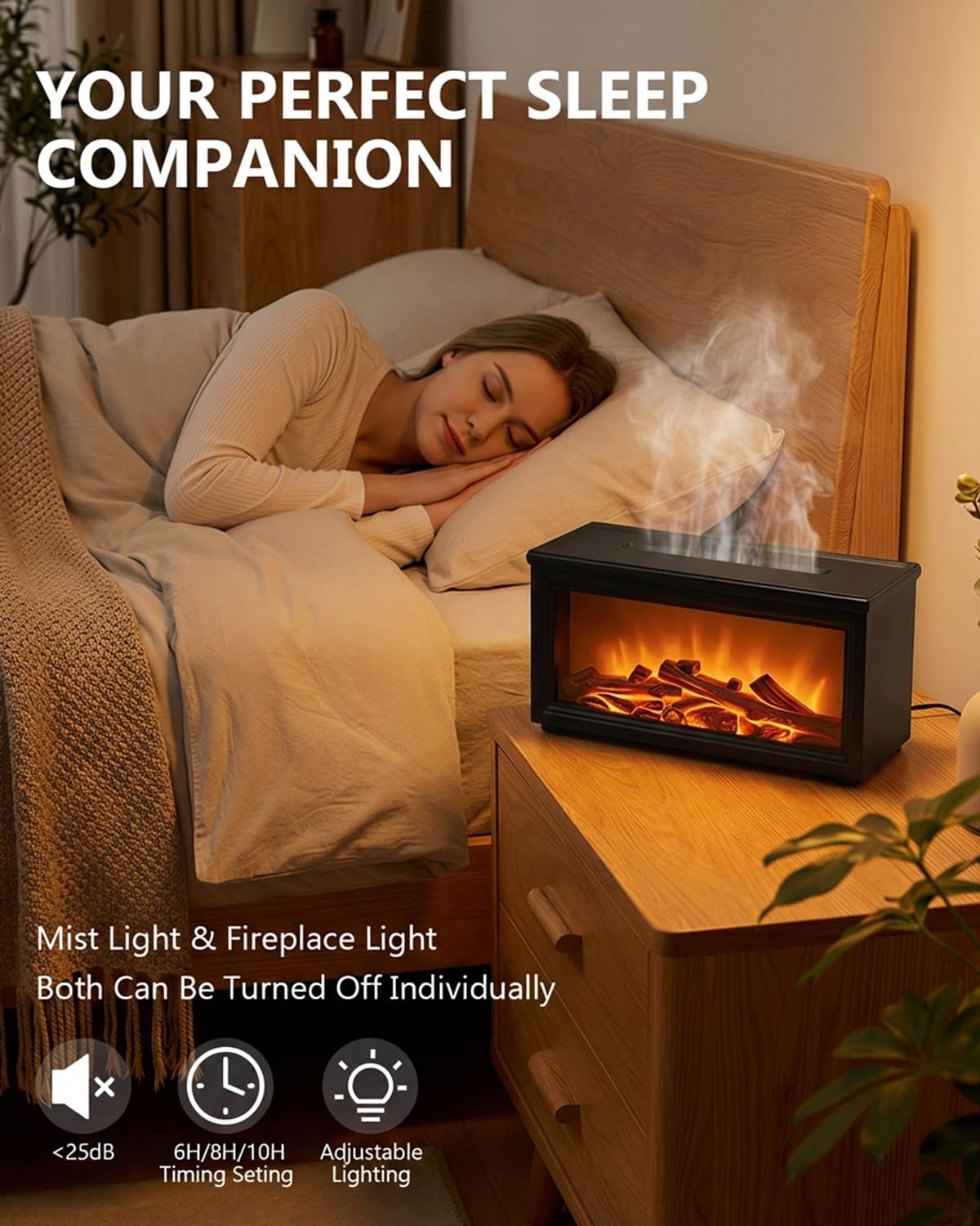 Essential Oil Diffuser, 7-Color Fireplace Fire Flame Aromatherapy Humidifier, 280ml Ultrasonic Aroma Diffuser, Cozy with Time Sets and Remote Control for Bedroom Home Yoga Office