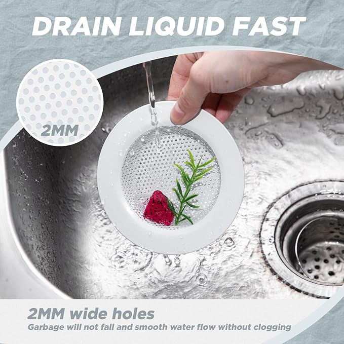 Retisee 2 Pcs Sink Strainer Stainless Steel Kitchen Sink Drain Strainer Basket