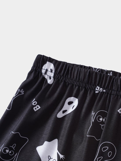 MyFav Glow in Dark Pajamas for Boys Summer Child Short Lounge Clothes Kids Soft Nightwear Set,Ghost,12Y