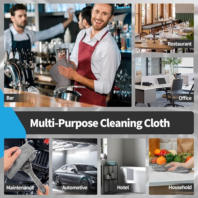 FIXSMITH Grey Microfiber Cleaning Cloth -Pack of 12, Highly Absorbent Cleaning