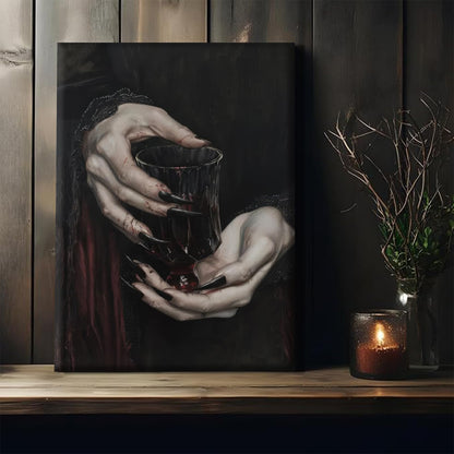 Gothic Canvas Wall Art Dark Academia Vampire Wall Decor Pictures Clawed Hands Dracula Painting Artwork Moody Witchy Spooky Occult Poster Print for Bedroom Office home Decoration 12x16in