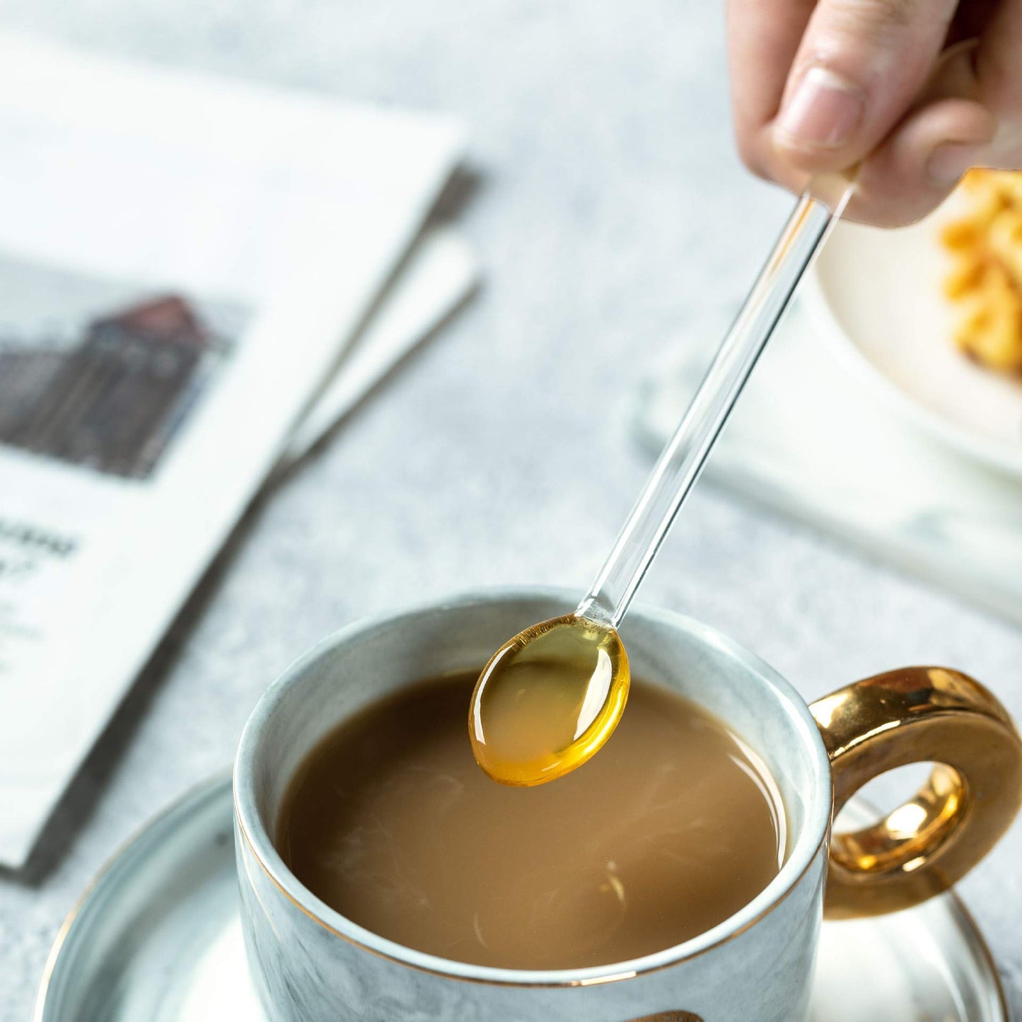 9 Pieces Glass Spoons, Clear Coffee Spoon, 5.8 Inches Stirring Rod Mixing Spoon Bar Swizzle Stick for Salt Sugar Tea Cocktail Milkshake Cold Drink Appetizers Desserts, 14.8*2cm/5.8*0.78inch