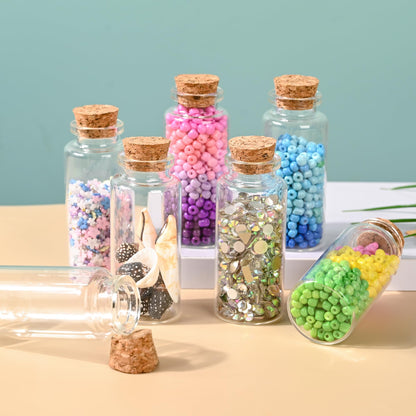 HPOPO 12PCS Mini Glass Bottle with Wood Cork Stoppers,30ml DIY Decoration Glass Jars for Halloween Decorations,Wedding Party Favors