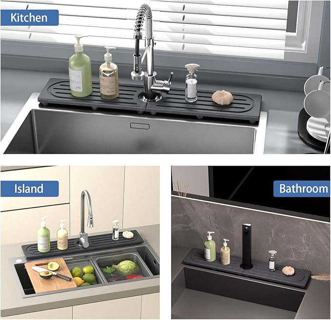 Fast Drying Kitchen Sink Splash Guard, Durable Stone Kitchen Faucet Mat