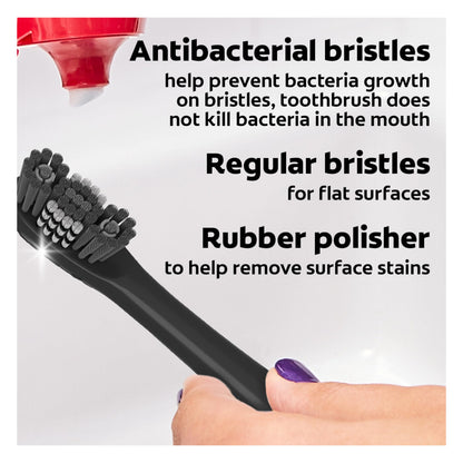 Colgate 360 Vibrate Charcoal Battery Operated Toothbrush Pack, Soft with 1 AAA Battery Included, Black, 2 Count