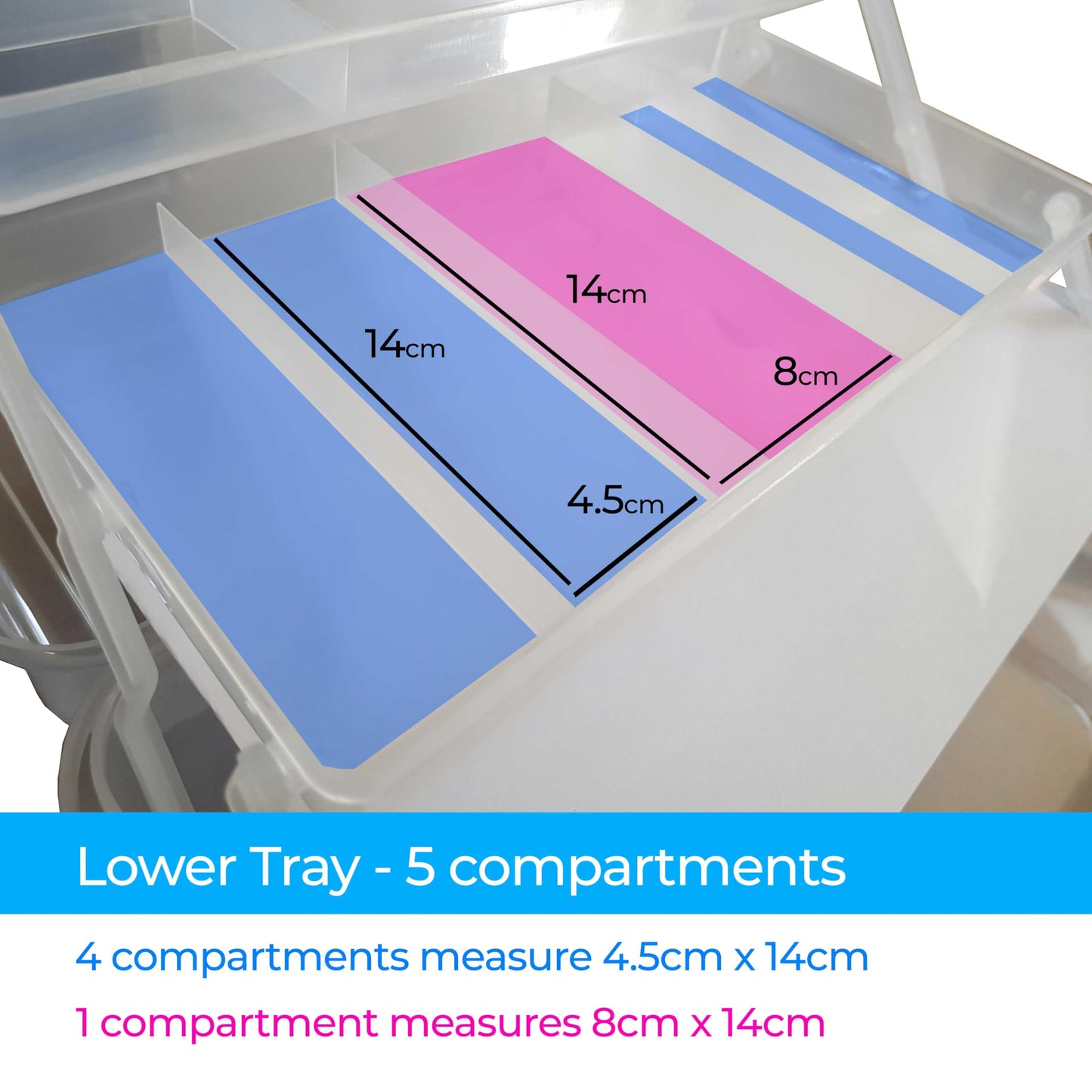 Zieler Artists Carry/Caddy Box (Translucent White) - Ideal storage for artists paintbrushes, pencils, paints, pastels plus sewing and craft accessories