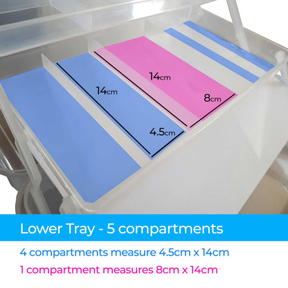 Zieler Artists Carry/Caddy Box (Translucent White) - Ideal storage for artists paintbrushes, pencils, paints, pastels plus sewing and craft accessories