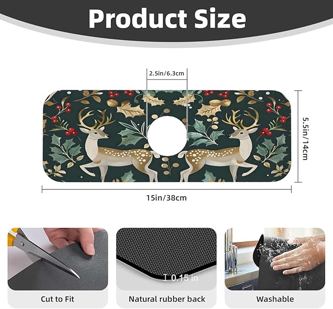 Christmas Kitchen sink faucet pad, strong water absorption, anti slip, very