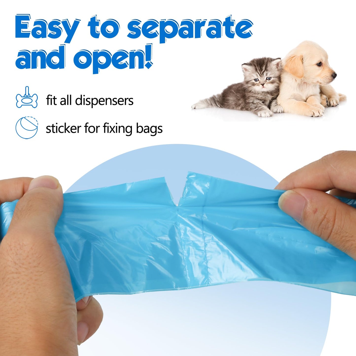Dog Poo Bags - 1140 Counts Dog Poop Bags Rolls with Dispenser, Unscented Poo Bags for Dog, Extra Thick Strong Leak Proof Dog Waste Bags, Blue - 57 Rolls (13 x 9 Inches)