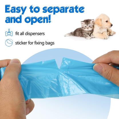 Dog Poo Bags - 1140 Counts Dog Poop Bags Rolls with Dispenser, Unscented Poo Bags for Dog, Extra Thick Strong Leak Proof Dog Waste Bags, Blue - 57 Rolls (13 x 9 Inches)