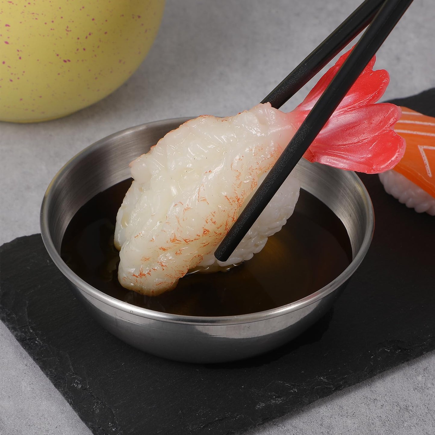 Exclaith 16 Pack Small Stainless Steel Bowl Sauce Dishes 3.5 inch Round Seasoning Dishes Small Sushi Dipping Bowls for Prep Appetizer Plates Set for Kitchen, Reusable and Dishwasher Safe