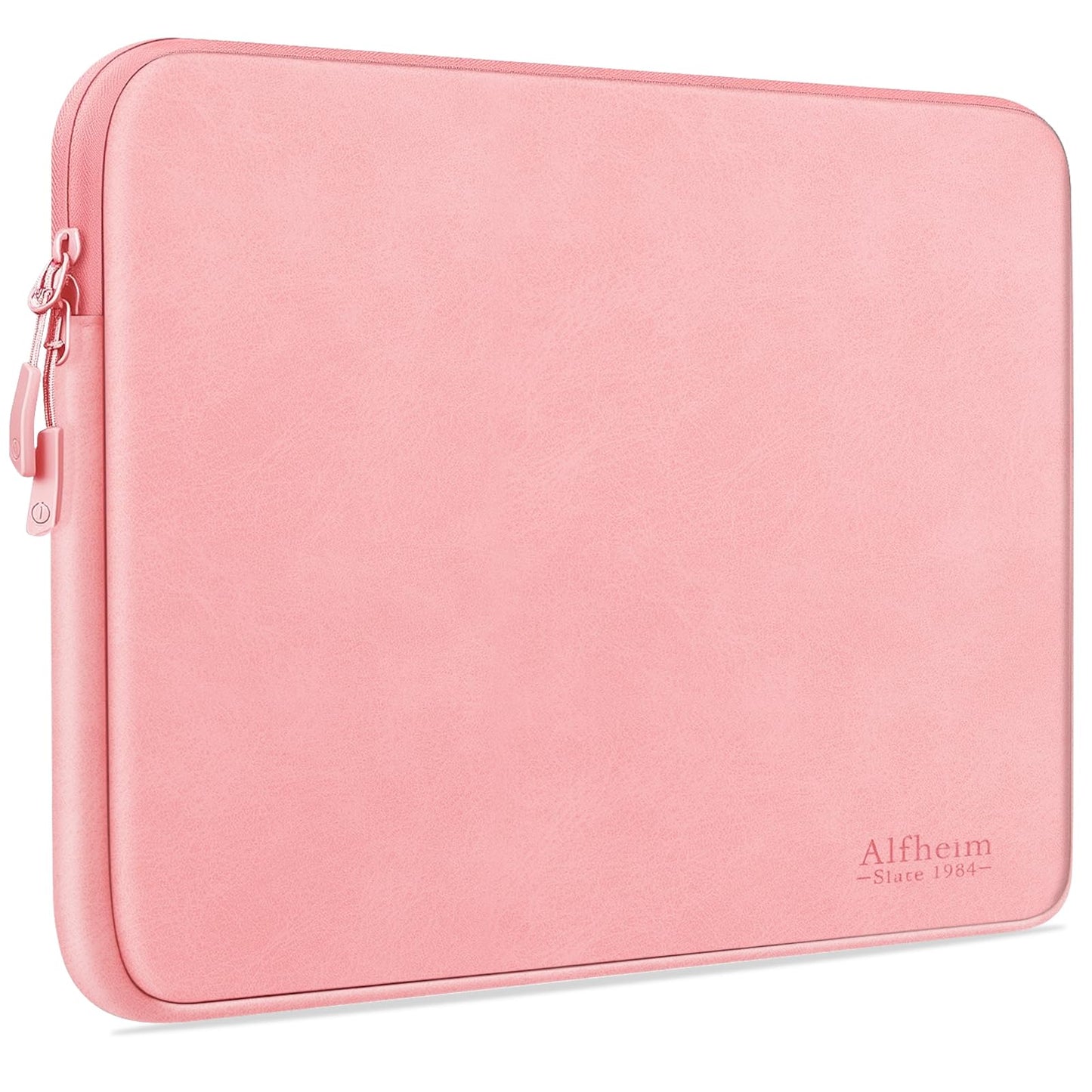 Alfheim Laptop Sleeve Case 14 inch, Waterproof Shock Resistant Fashion Lightweight PU Leather Bag Case for Notebook Tablet iPad（Pink）