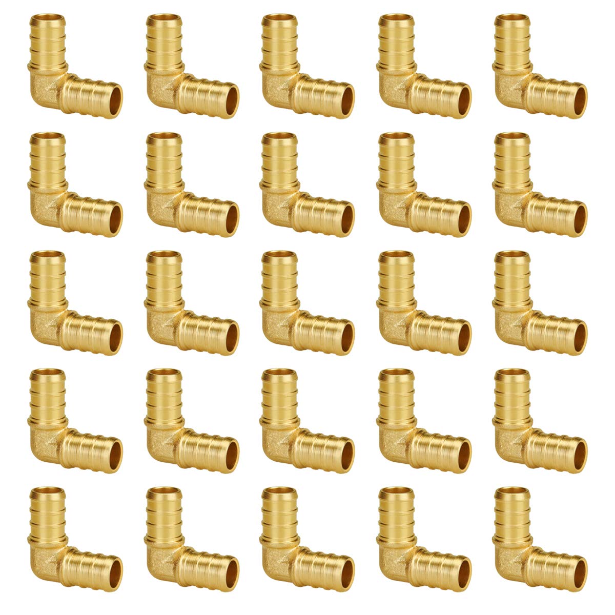 SUNGATOR Pex Fittings 1/2 Inch, 25-Pack 1/2" Pex 90 Degree Elbow, No Lead Brass, NSF, UPC Certified