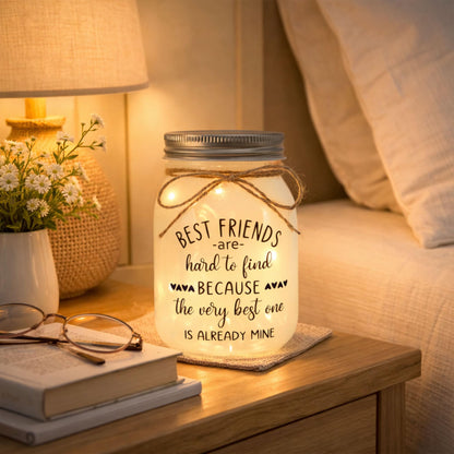 Friendship Gifts for Friend - Mason Jar Night Lights with 10 Warm Lights, Women Birthday Gift for Best Friends, BFF, Bestie Christmas Gift Idea
