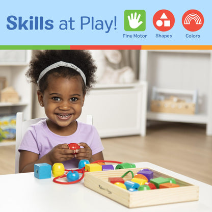Melissa & Doug Wooden Lacing Beads | Developmental Toy | Wooden Toy | Problem Solving | 3+ | Gift for Boy or Girl