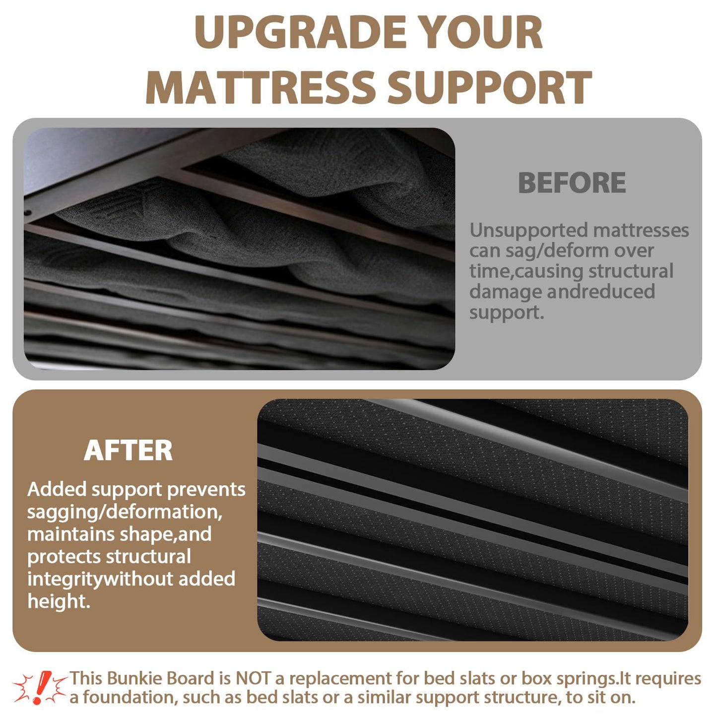 Xenohuaxis Heavy Duty Bunkie Board Full Size 54" x75'', 10MM Bed Support Board, Anti-Sag Mattress Support for Slatted Bed Frame, Bunk Bed & Platform Bed