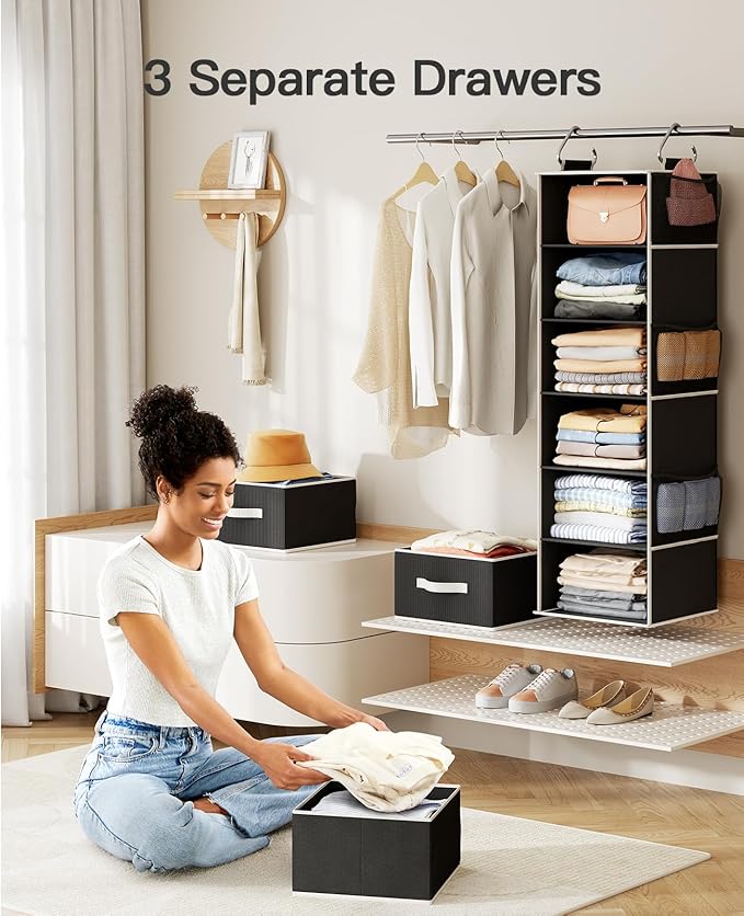 Pipishell Hanging Closet Organizer 6-Shelf, Hanging Shelves