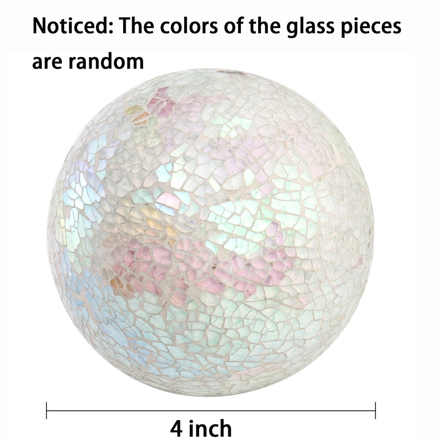 TOPZEA Set of 3 Decorative Balls, 4 Inch Glass Mosaic Orbs Sphere Bowl Fillers, Coffee Table Centerpiece Ball Ornaments for Living Room, Christmas, Holiday Party, White Home Decor