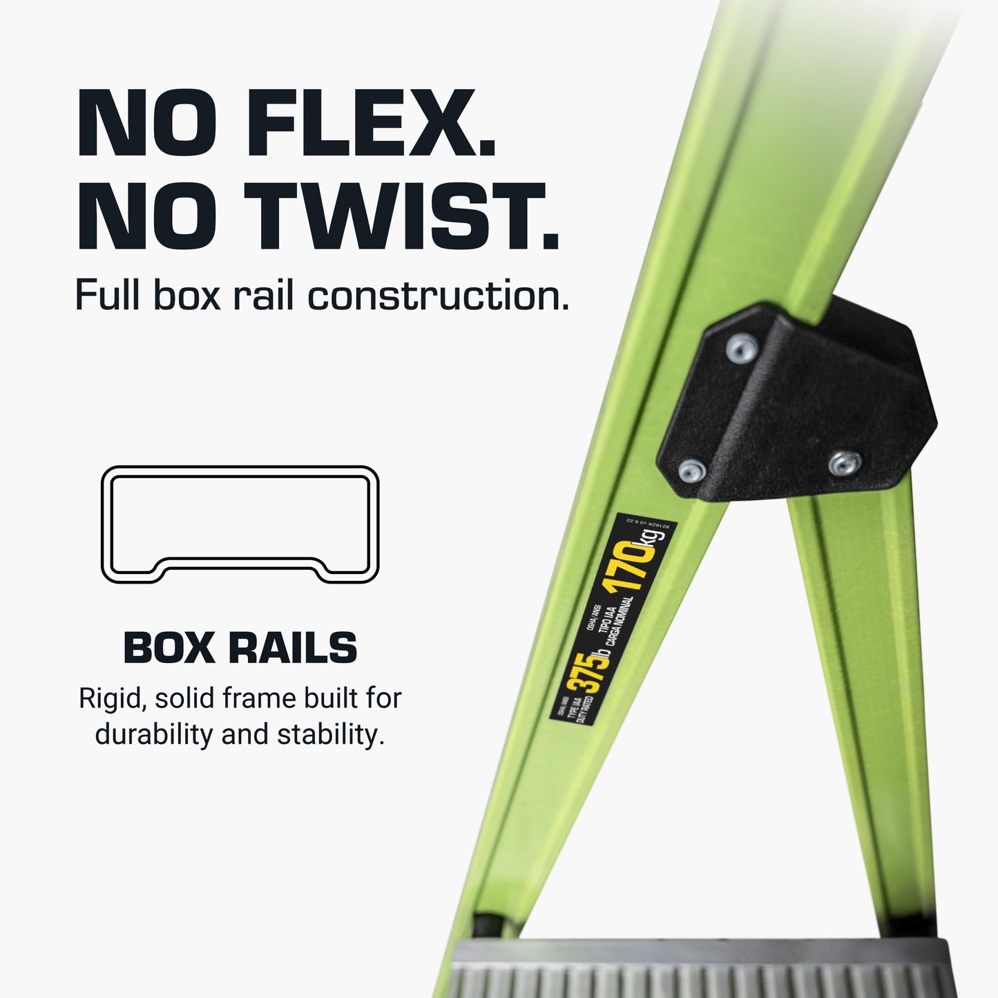 Little Giant Ladders, MightyLite 2.0, 5' Stepladder with Ground Cue, Fiberglass, Type IAA, 375 lbs Weight Rating, (15405-001), Hi-viz Green