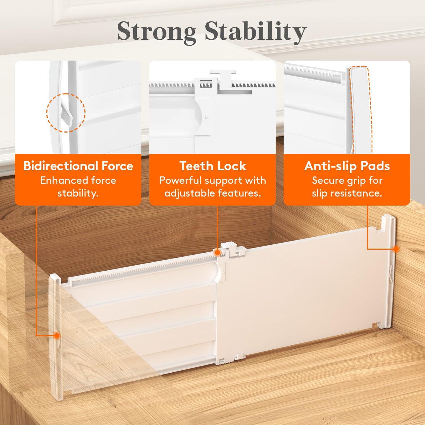 Lifewit 6" Tall 5 Pack Drawer Dividers, 11.5"-18.5" Adjustable Deep Drawer Organizer Clothes, Expandable White Plastic Separators for Dresser, Kitchen, Cabinet, Closet, Office Organization & Storage