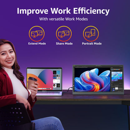 cocopar 18.5 inch portable monitor-1080P FHD IPS 100Hz 120% sRGB Gaming Monitor USB-C HDMI large Portable screen for Laptop MacBook Surface PC Xbox PS4/5 Travel Monitor with Kickstand VESA Speakers