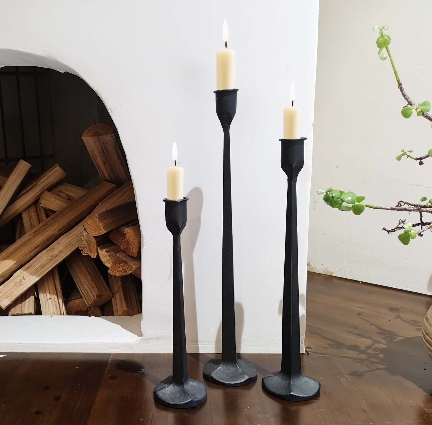 Iron Taper Candle Holder - Decorative Candle Stand - Candlestick Holder for Wedding, Dinning, Party, Set 3 (Black)