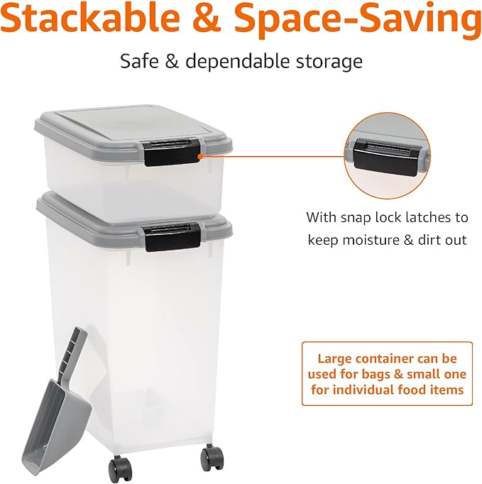 Amazon Basics 3-Piece Airtight Pet Food Storage Container Combo