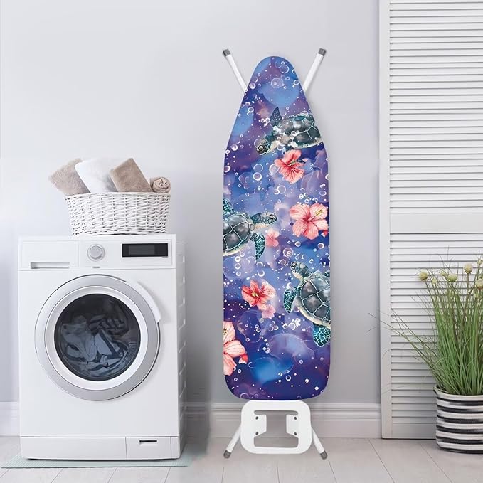 Floral Sea Turtle Ironing Board Cover Heat Reflective Anti-dust, Soft Fabric