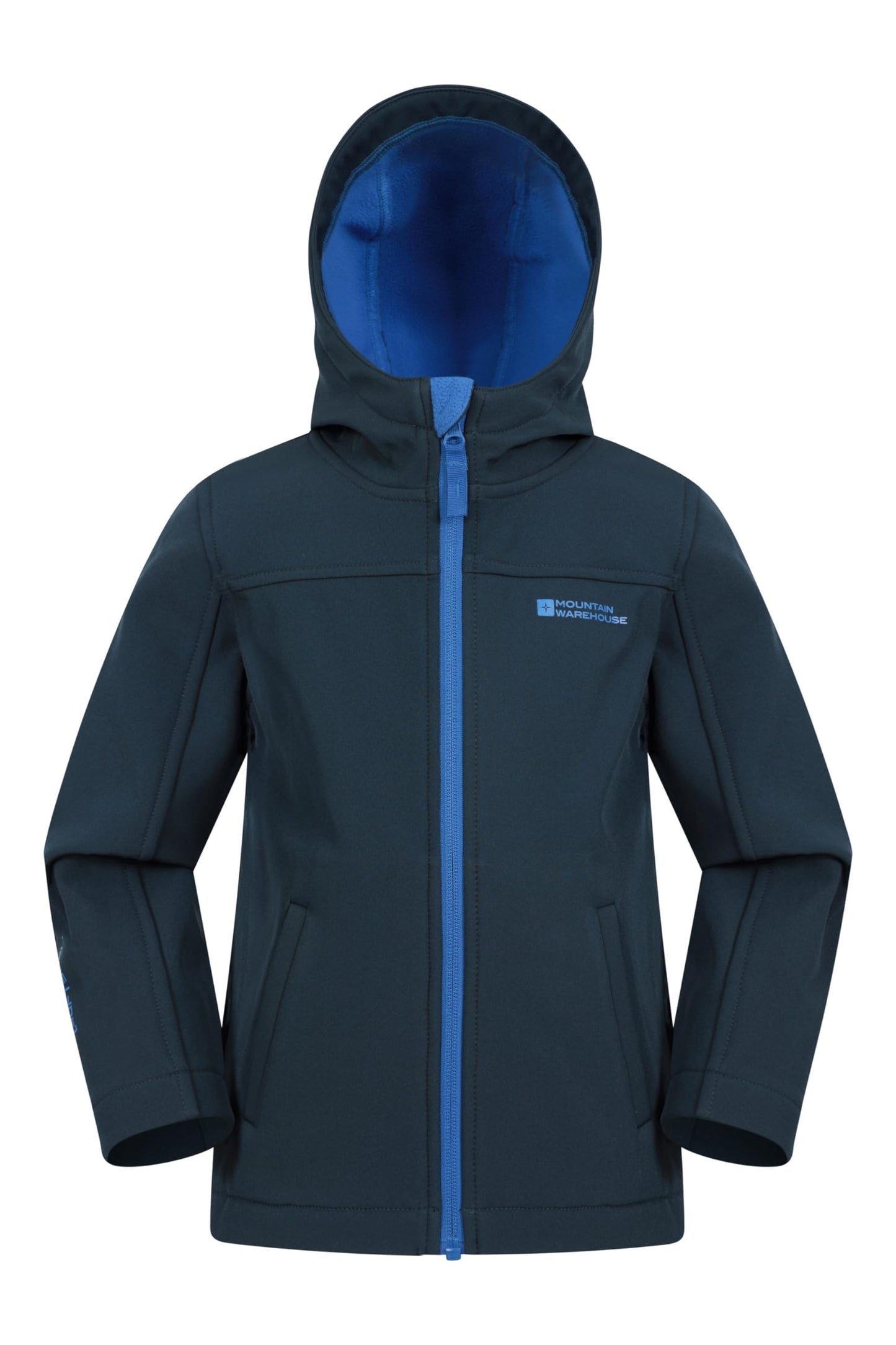 Mountain Warehouse Exodus Kids Softshell Jacket - Breathable, Wind & Water Resistant, Fleece Lined Coat for Boys & Girls - For Autumn, Winter, Hiking & Outdoors Navy Kids Size 11-12 Years