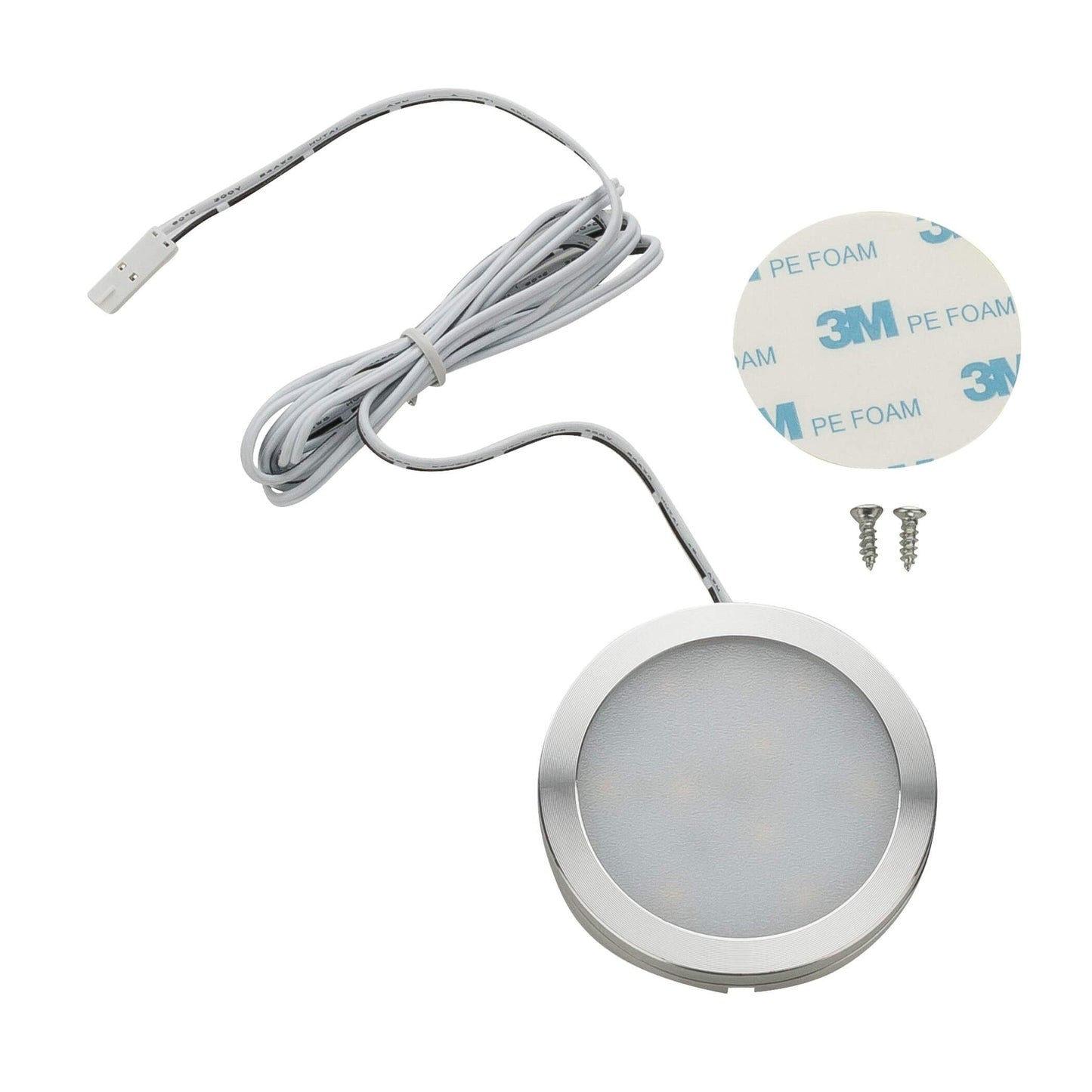 SEBSON LED Cabinet Lights, Set of 6, Non-Touch, Dimmable, IR Sensor, Warm White 3000 K, 6X 2 W, 6X 130 lm, Round, Ultra Flat 8 mm, Aluminium