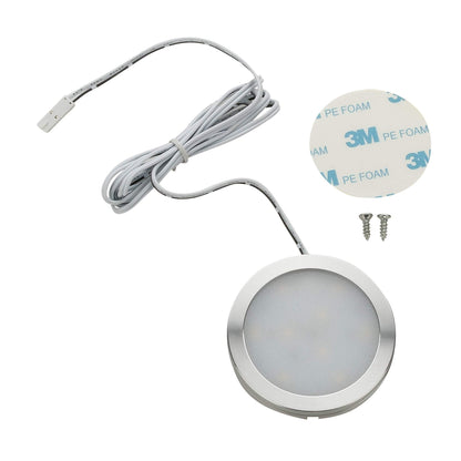 SEBSON LED Cabinet Lights, Set of 6, Non-Touch, Dimmable, IR Sensor, Warm White 3000 K, 6X 2 W, 6X 130 lm, Round, Ultra Flat 8 mm, Aluminium