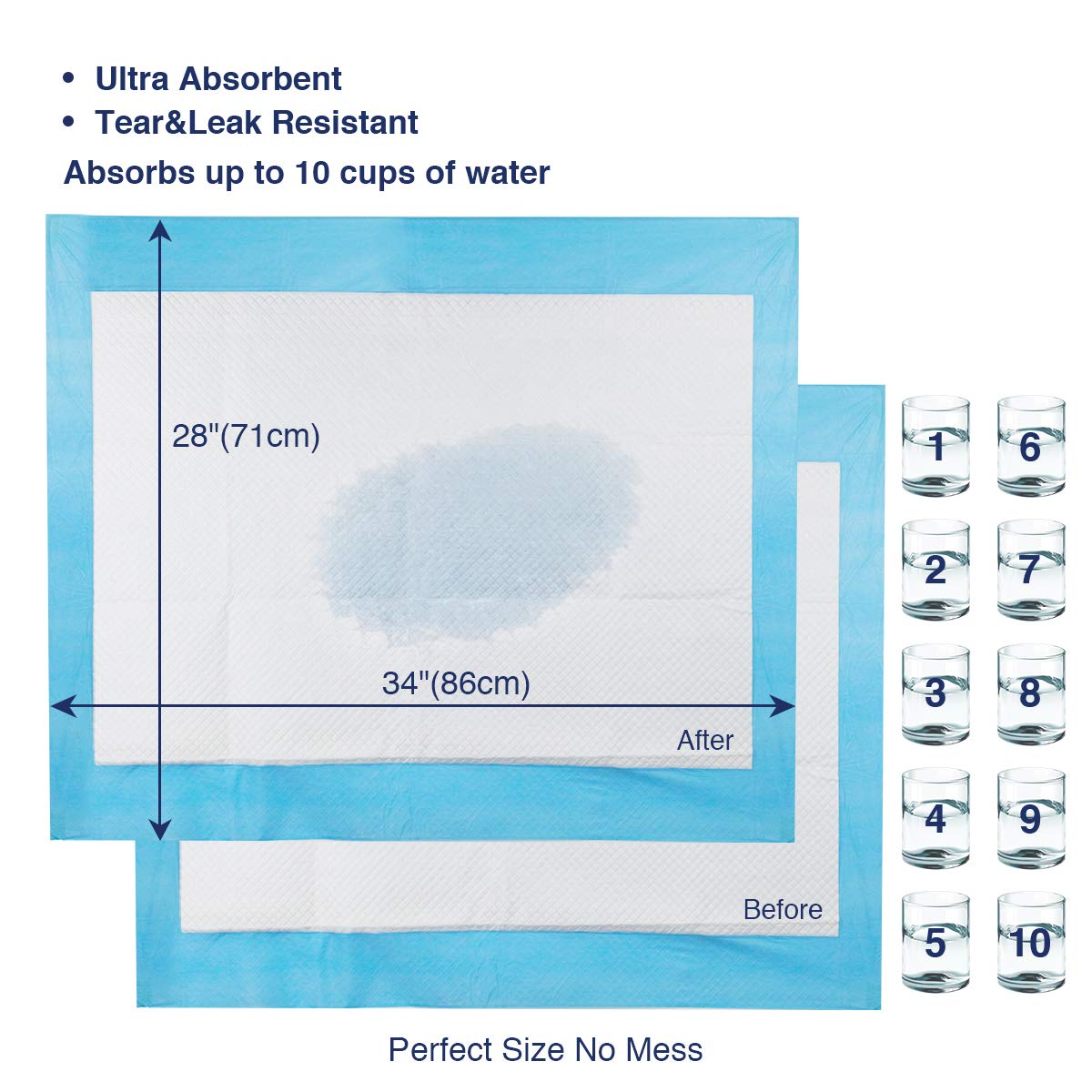 petphabet extra large dog Training Pads large pet Puppy Pads heavy duty large puppy training pads Multilayer Ultra Absorbent 42 counts(28 * 34 Inches)