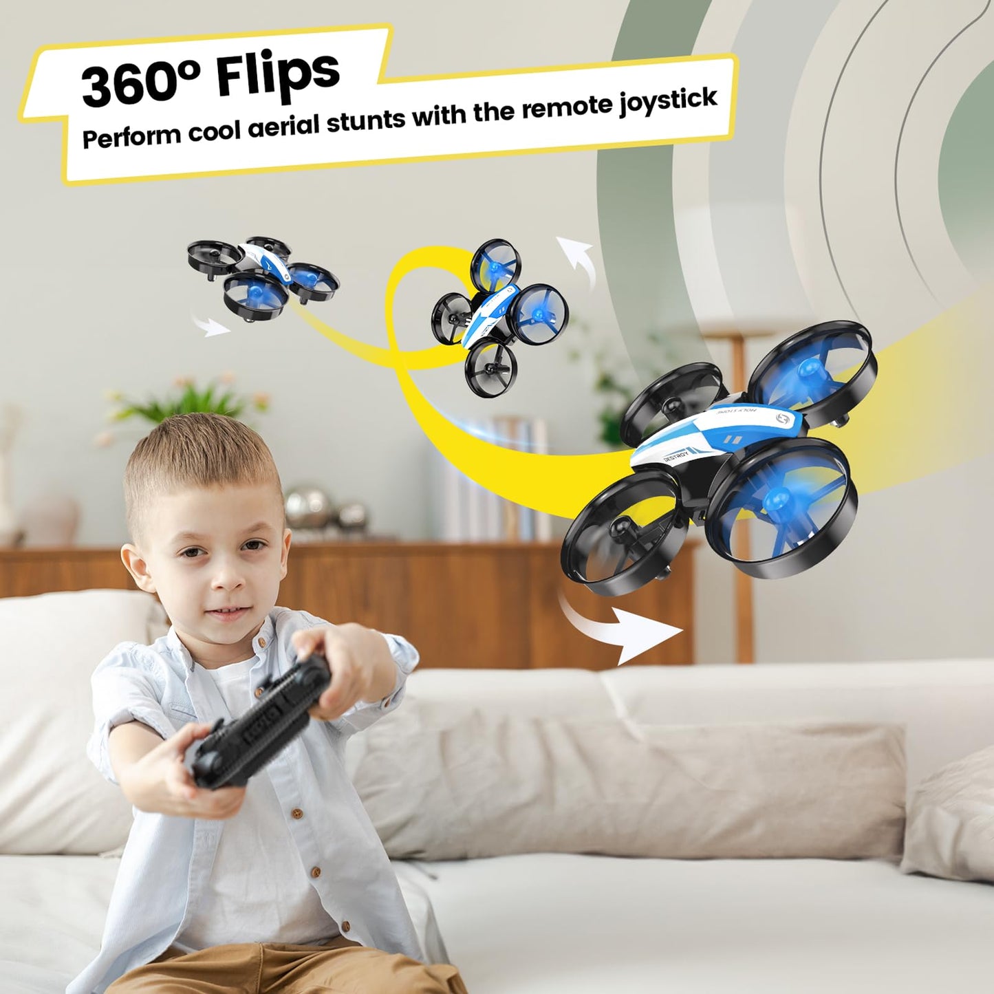 Holy Stone HS210 Mini Drone for Kids and Beginners RC Nano Quadcopter Indoor Small Helicopter Plane with Auto Hovering, 3D Flip, Headless Mode and 3 Batteries, Great Gift Toy for Boys and Girls, Blue