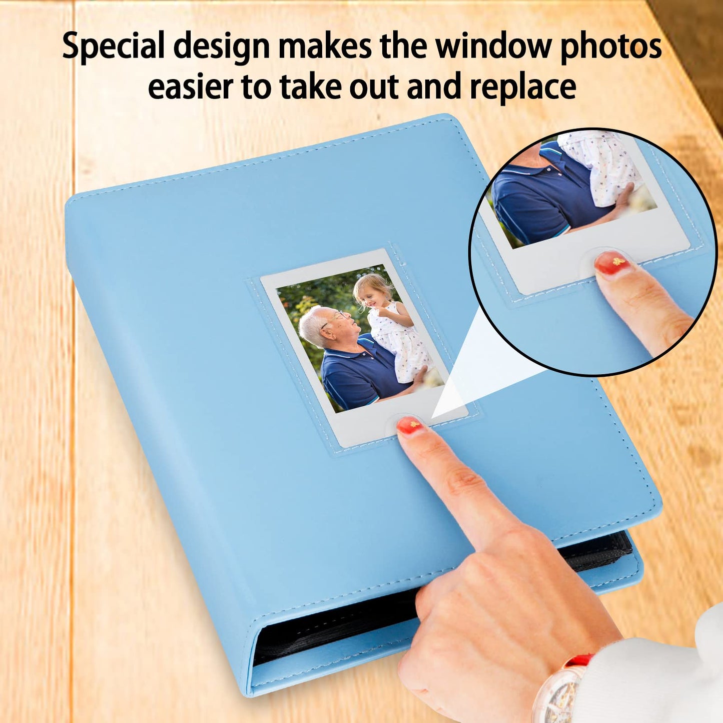 288 Vertical Photos for Instax Mini Photo Book, Front Window, For Polaroid Book Album 2x3 For Fujifilm Instax Mini 12 11 9 99 8 40 Film, Fits Polaroid 300, HP Sprocket, K-pop Photocards (Blue)