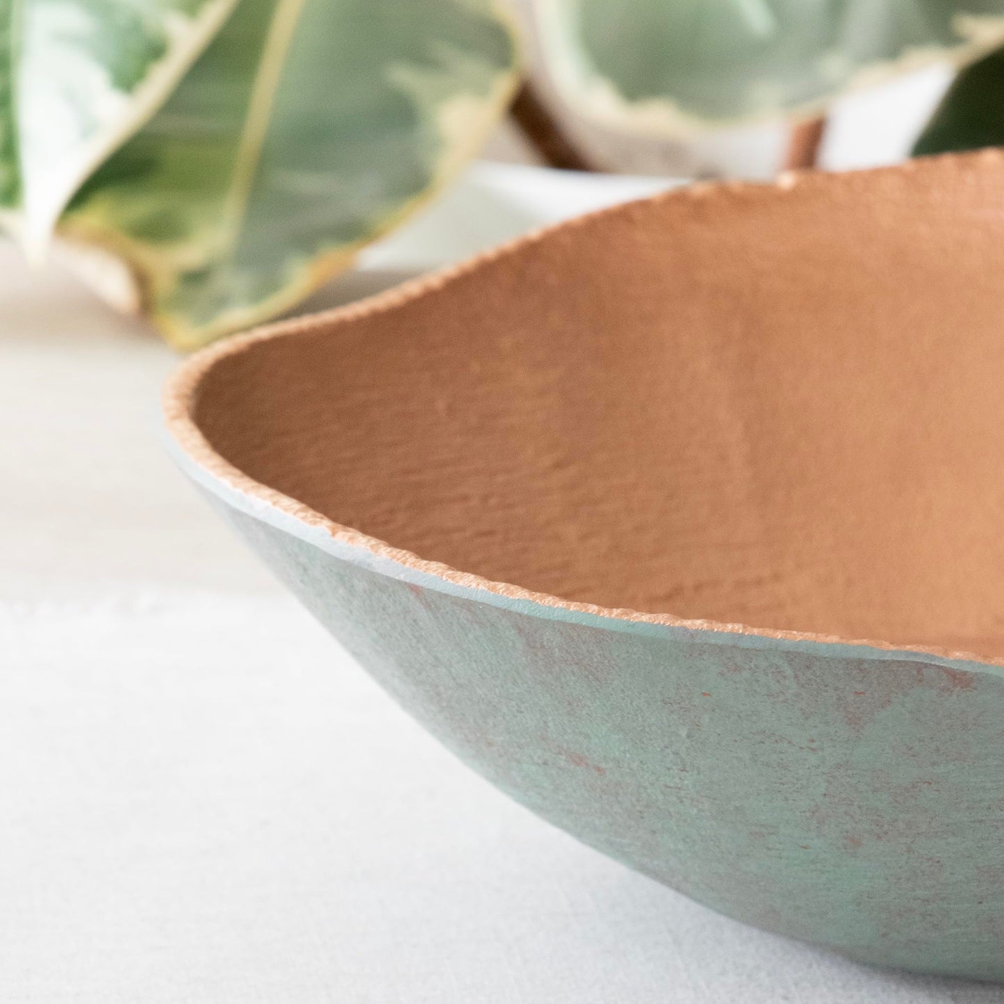 ANDALUCA Cast Metal Extra Large Turquoise Copper Finish Round Decorative Bowl 14 inch