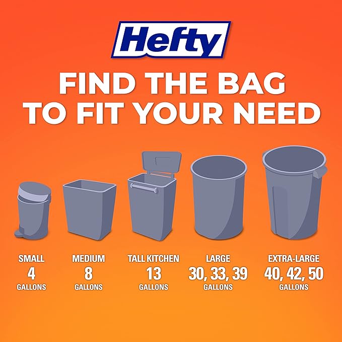 Hefty Medium Trash Bags, Ocean Water Scent, 8 Gallon