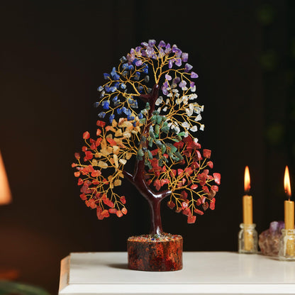 7 Chakra Tree of Life - Crystal Tree for Positive Energy - Healing Crystals and Stones - Birthday Gifts for Women, Home Office Decor -10-12"