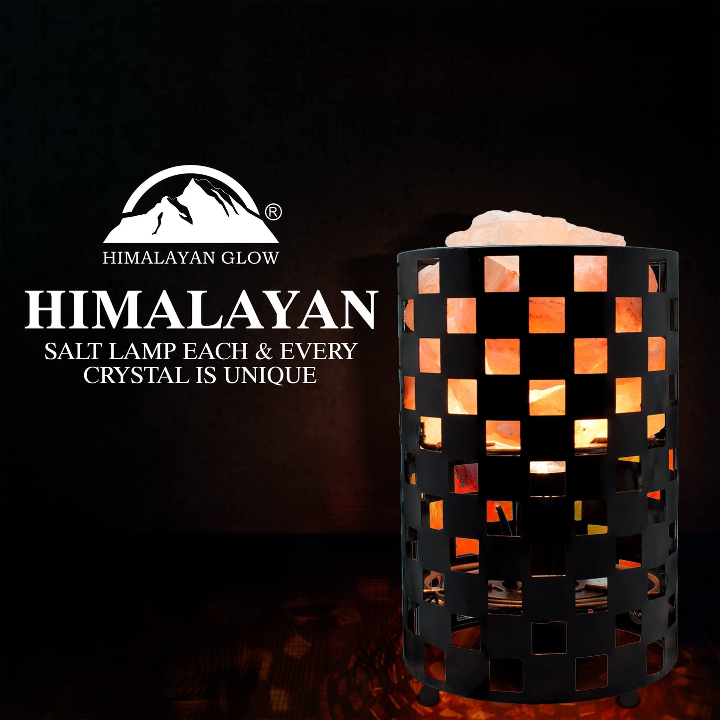 Himalayan Glow Projective Style Metal Basket Night Light with Pink Chunks, Bulb,(ETL Certified) Dimmer Switch,Calming & Relaxing Salt Lamp, Pink Salt Chunks
