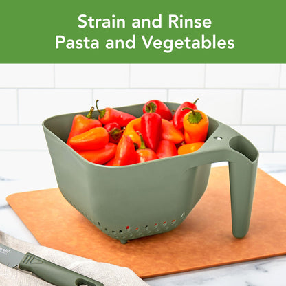 Tovolo Tovolo 3 Quart Colander BPA Free Food Safe Plastic Strainer with Handle Heavy Duty Heat Resistant Pasta and Veggies Kitchen Drainer Steam Basket Dishwasher Safe, Charcoal Gray
