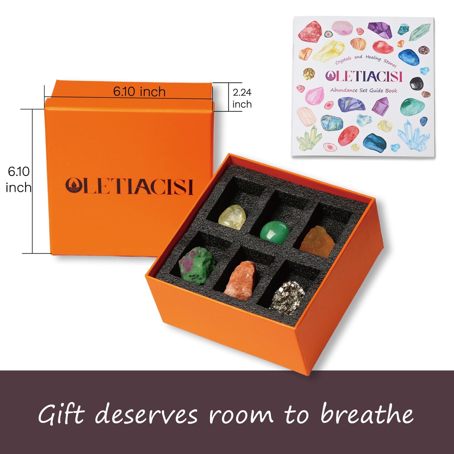 Oletiacisi Abundance Crystals Set, 6 Natural Healing Stones, Gift Ready