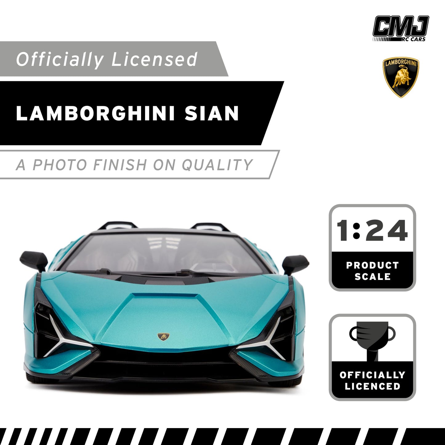 1:24 Scale Officially Licensed RC Lamborghini Sián FKP 37, Blue Lambo Sport Racing Hobby Toy Car Model Vehicle for Boys Girls and Adults Gift