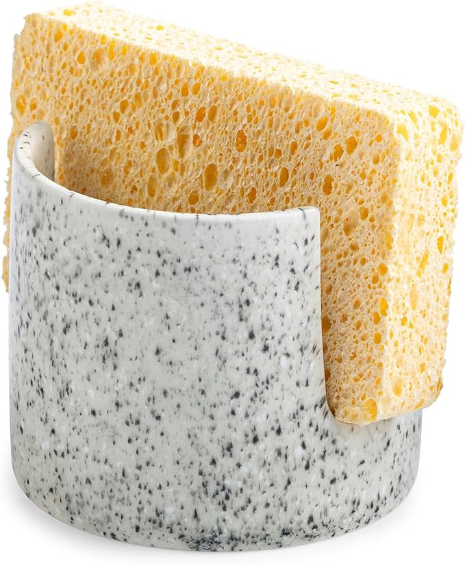 Kitchen Sink Sponge Holder, Dish Sponge Rack Ceramic Brush Holder Farmhouse