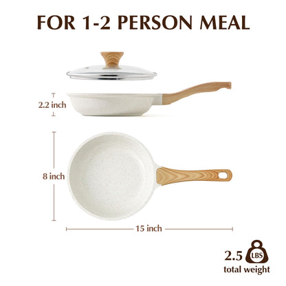 SENSARTE Nonstick Ceramic Frying Pan with Lid 8/9.5/10/11/12.5 Inch Omelet Pan Skillet, Free of Intentionally Added PFAS/PTFE Non-toxic Chef's Pan Induction Compatible Pan, Heat Resistant Handle